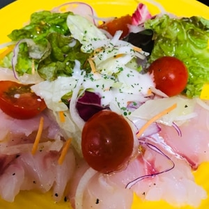 白身魚のカルパッチョ☆バジルソース